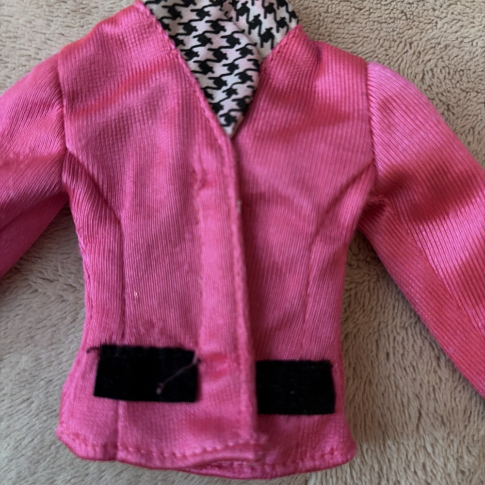 Vintage Barbie Clothes 1993 Pink Houndstooth Blazer Jacket B11 - Picture 2 of 8